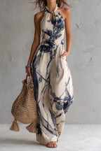 Cobalt Muse Halter Wide-Leg Jumpsuit