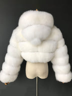 White Faux Fur Jacket With Hood Hot Girls Short Coats Winter Outerwear For Women 2026