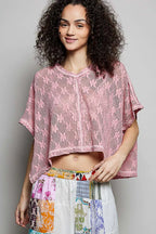 POL Crochet Lace Short Sleeve Top