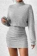 Sexy Knit Turtleneck Long Sleeve Bodycon Sweater Dress