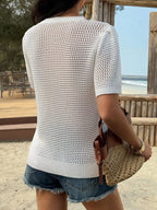 Floral Embroidered Crochet Knit Top