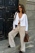 Deep V Neck Flare Sleeve Blouse