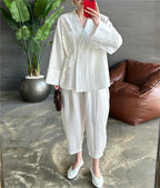 Solid Lapel Two-Piece Set