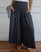 Wide Leg Pant With Smocked Waist