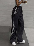 Side Stripes Contrast Color Wide Leg Pants