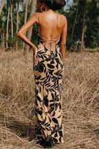 Floral Print Spaghetti Strap Cowl Neck Slip Maxi Dress