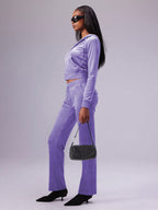 Velour Tracksuit Set Zip-up Hoodie And Pants For Women 2026