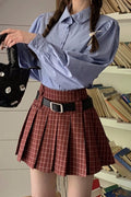 Plus Size Plaid Pleated Skirt