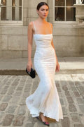 Spaghetti Strap Square Neck Mermaid Maxi Dress