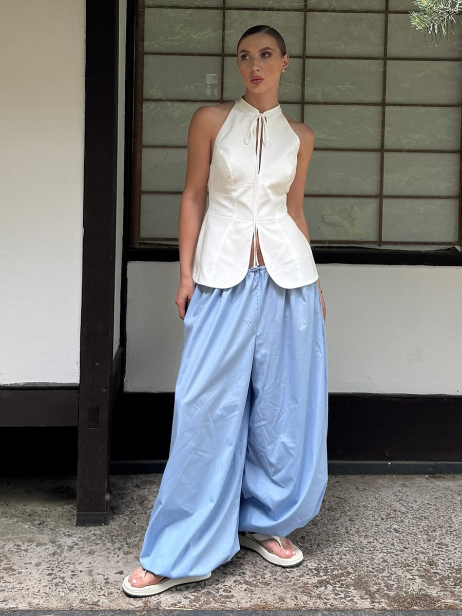 Pure Cotton Lantern Pants Color Loose-fit Comfort Pants