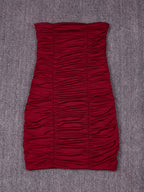 Strapless Nightclub Pleated Bodycon Mini Dress