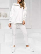 Sporty Casual Hoodie Sweatshirt, Ribbed Slim Fit Vest And Pants Three-piece Set