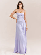Corest Maxi Dress Adjustable Spaghetti Straps Backless Lace Up Prom Dresses
