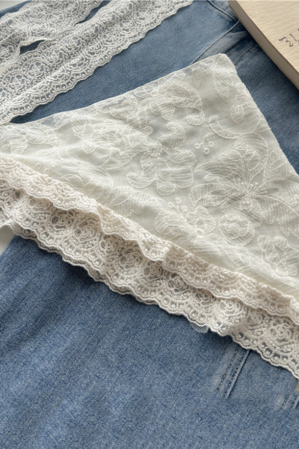 Elegant French Lace Triangle Scarf Tie Belt