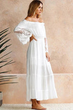 White Flare Sleeve Off Shoulder Dress