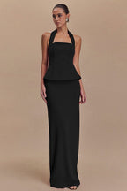 Halter Backless Maxi With Side Slit Dress