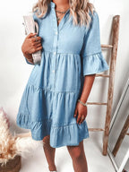 | Ruffle Denim Dress