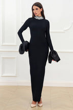 Sparkling Round Neck Long Sleeve Bubble Sleeve Formal Dress