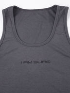 Grey Hip Hop Crewneck Letter Print Tank Top