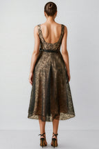 Eloise Floral Applique Lace Overlay Midi Dress