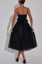 | Off Shoulder Backless Maxi Dress with Bow