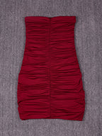 Strapless Nightclub Pleated Bodycon Mini Dress