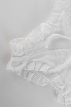 Frill Trim Tie Front Cami Crop Top Shorts Set