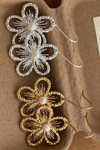Pearl Openwork Flower Earrings