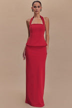 Halter Backless Maxi With Side Slit Dress