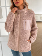 | Fluffy jacket with long sleeves and zip