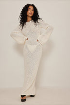 Beige Maxi Sweater Dress