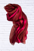 Chiffon Striped Scarf _ Elegant Sheer Wrap in Deep Red & Fuchsi