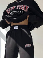 Contrast Color Letter Print Pullover Sweatshirt