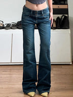 Wide Waist Buttoned Slim Fit Flare Jeans
