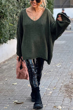 | Patchwork knitted sweater, V-neck, long sleeves