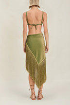 Metallic Tassel Scarf: Perfect for A Luxurious Halter Top or A Belted Skirt