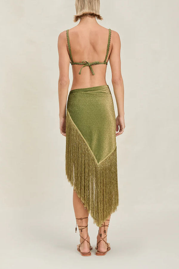 Metallic Tassel Scarf: Perfect for A Luxurious Halter Top or A Belted Skirt