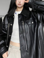 American Retro Pu Leather Jacket
