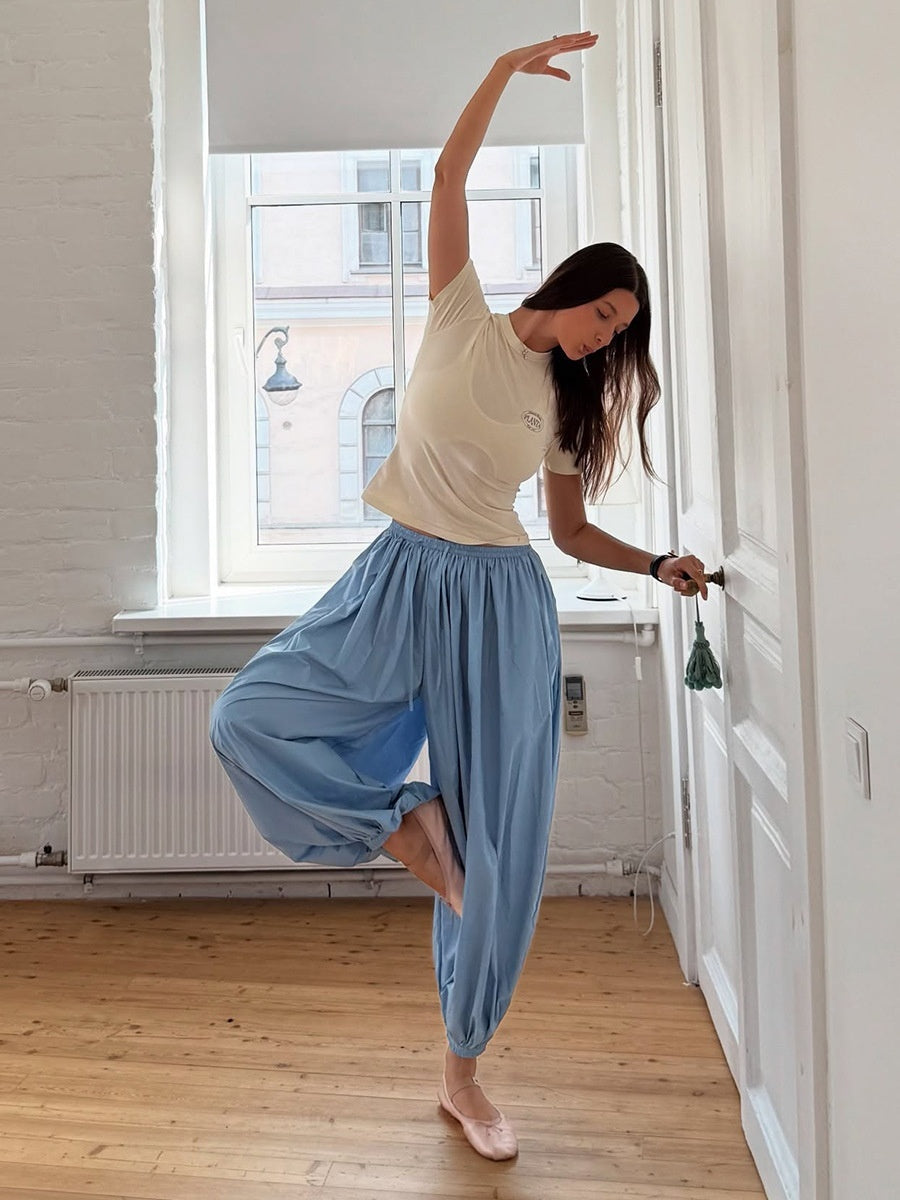 Pure Cotton Lantern Pants Color Loose-fit Comfort Pants