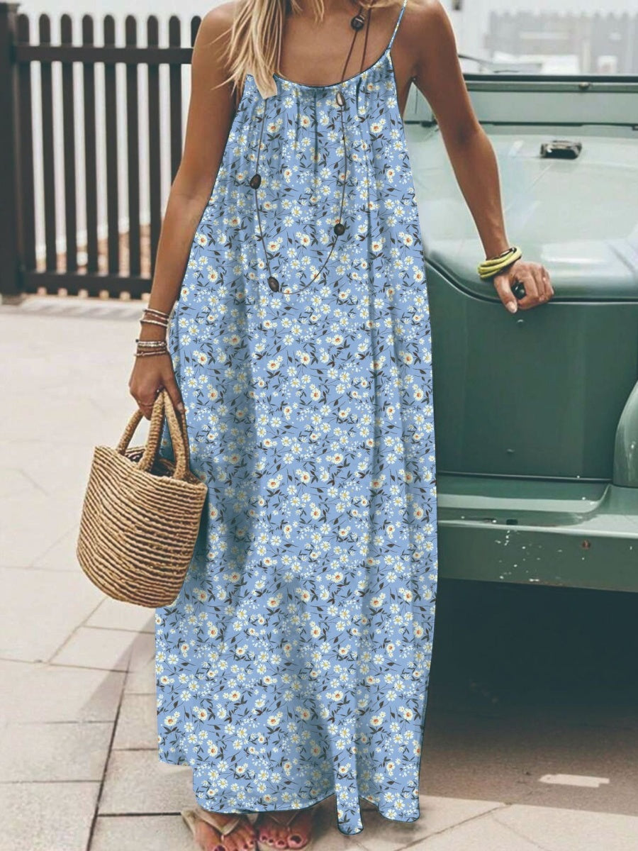 Vacation Halter-neck Backless Loose Long Dress