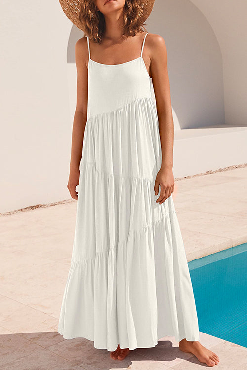 Adjustable Straps Tiered Maxi Beach Dress