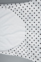 White Cowl Neck Halter Polka Dot Asymmetrical Hem Midi Dress