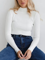 Solid Mock Neck Slim Knit Sweater
