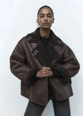 Vintage Style Double-Sided Faux Leather Jacket