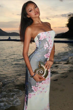 Floral Strapless Fitted Mermaid Maxi Dress