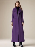 Woolen Coat For Women Turndown Collar Double-breasted Full Length Retro Wrap Coat Winter Outerwear 2026