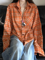 Street Plaid Long Sleeves Shirts