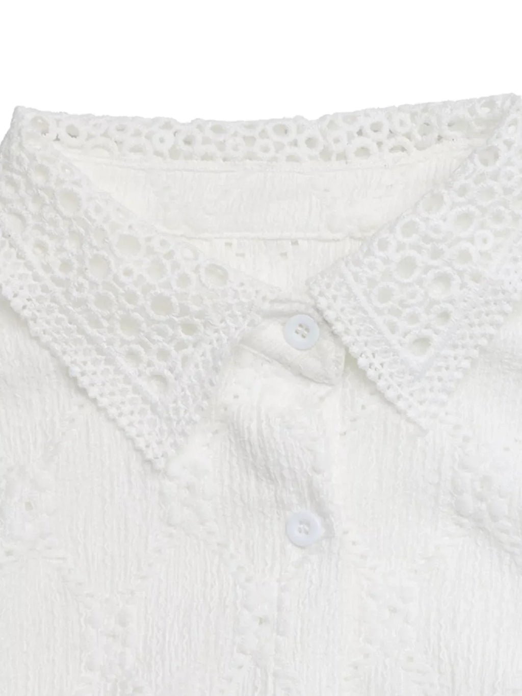 Lace Detail Ruffle Sleeve Button Up Shirt