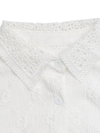 Lace Detail Ruffle Sleeve Button Up Shirt