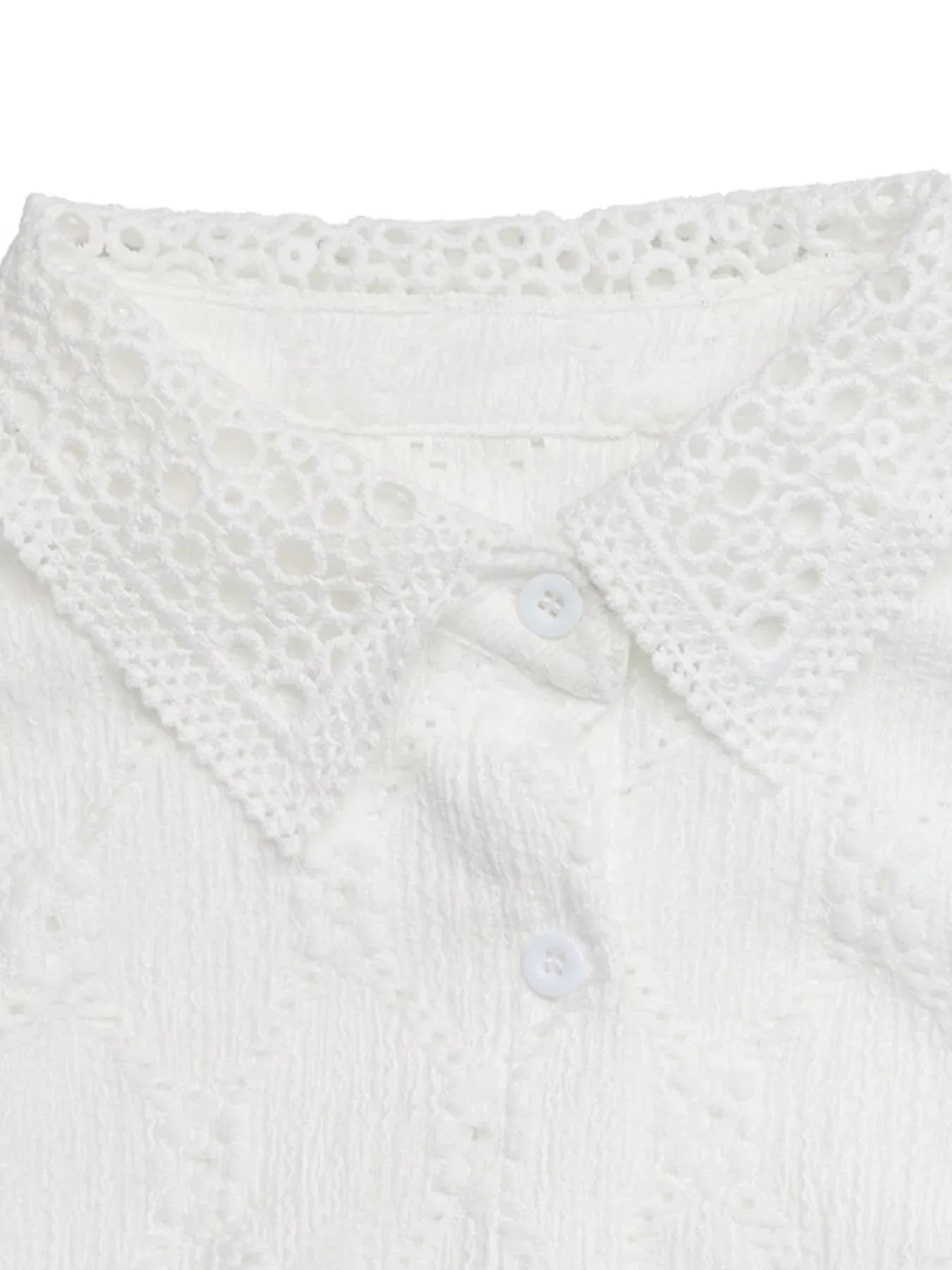 Lace Detail Ruffle Sleeve Button Up Shirt